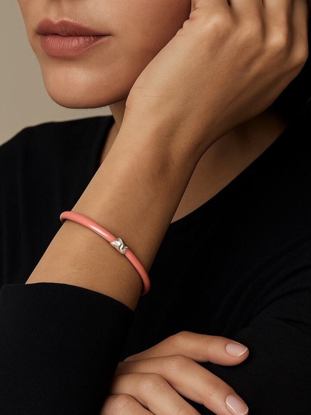 Tiffany & Co. Pink Enamel Signature X Bangle Bracelet Sterling Silver Gift Box - Picture 9 of 10